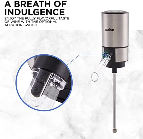 Ivation Stainless Steel Wine Aerator Dispenser, Extension Rod, Stand