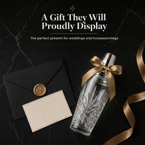 Godinger Dublin Crystal Cocktail Shaker with Lid - Glass Martini Shaker, Drink Shaker for Home Bar, Bartender Gift, 17oz