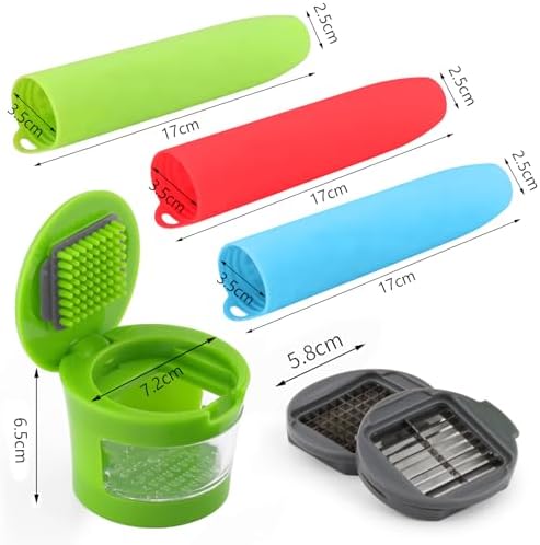 Manual Garlic Press Kitchen Large Garlic Peeler Garlic Muddler Household Garlic Pounder Garlic Press Garlic Peeler for Fine and Coarse Mince Garlic Press,Garlic Mincer, Garlic Crusher (SET C)