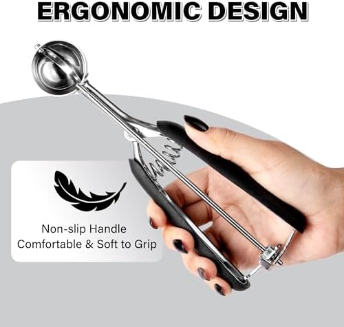 Cookie Scoop 1 Tbsp for Baking, Professional Stainless Steel Ice Cream Scoop 35mm, Melon Baller Meatball Scoop, Good Soft Grips, Quick Trigger Release, 15ml (1 Tablespoon)