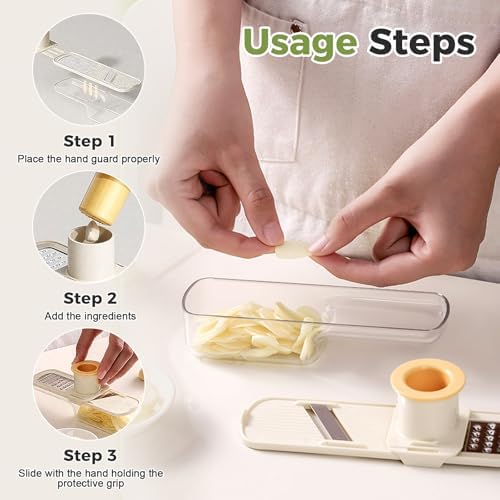 Manual Garlic Mincer, 3 in 1 Clear Manual Garlic and Garlic Slicer, Multi-Functional Garlic Press with Container Compact Garlic Mincer Tool, Ginger, Herbs Kitchen Gadget (Green + White)