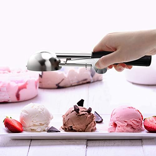 TOPKITCHEN Commercial-Grade Ice Cream Scoop 1 oz, 18/8 Stainless Steel Cookie Scoop with Plastic Handle, Portion Control Disher Scoop for Bakeries,Restaurants & Dessert Shops, #30, Black