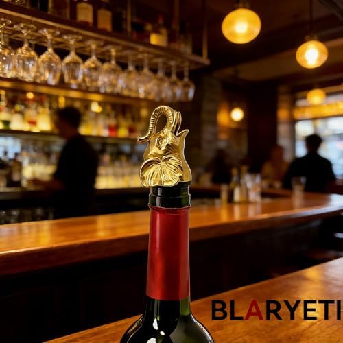Elephant Wine Pourer Aerator (Gold), Lucky Animal Bottle Pour Spout, Zinc Alloy Drip-Free Stopper Attachment for White Elephant Gifts, Bar Cart Decor