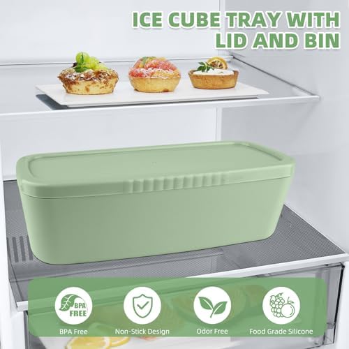 Fu Store Ice Cube Tray for Tumbler Cup 30-40 oz Tumbler 3pcs Silicone Ice Cube Molds With Lid and Bin for Chilling Cocktails Whiskey Drinks Juice Coffee Easy Fill and Release Ice Maker