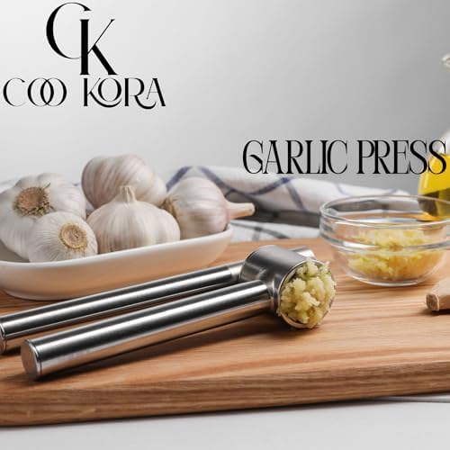 Heavy Duty Garlic Press, Handheld Garlic Mincer, 304 Stainless Steel Garlic Press, Ergonomic, Durable, No Hand Odor, Just Put It in the Bowl, Dishwasher Safe