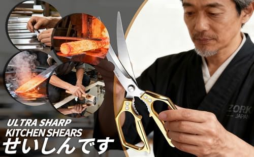 Kitchen Scissors - Kitchen Shears for Food, Sharp Meat Cutting Scissor, Heavy Duty Poultry Shear for Food, Japan Cooking Scissors, Chicken Shears Gifts for Men Women