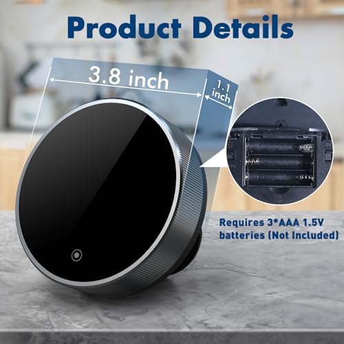 Digital Kitchen Timer, 3.8'' Large LED Display Countdown Countup Timer, Timer for Kids, Classroom Magnetic Timer, Adjustable Volume, Brightness, Easy for Cooking/Study/Office/Exercise (Ridged Knob)