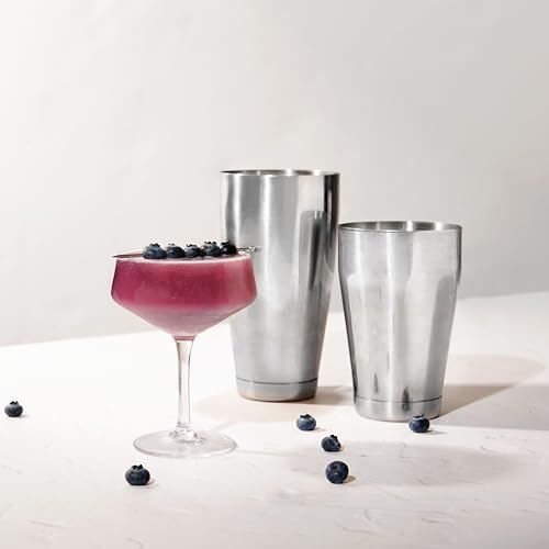Viski Stainless Steel Shaker Tins for Cold Brew Cocktails, Margarita, Whiskey Sour, Espresso Martini Shaker, Home Bar Accessories, Bartending Tools, Bartender Gifts, 28 oz & 18 oz, Set of 2