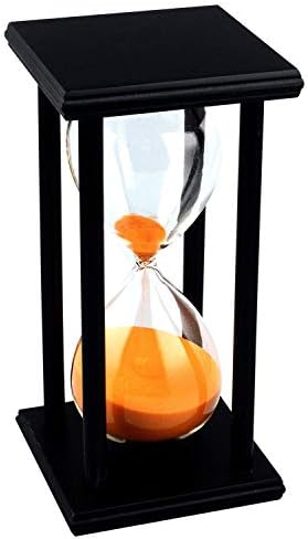 Lodunsyr Sandglass 45 Minutes Timer Hourglass for Ornament Decoration Restaurant Living Room Home Closet Office Desk Bedroom Party Festival Christmas Wooden Frame Sand Timer Clock Orange