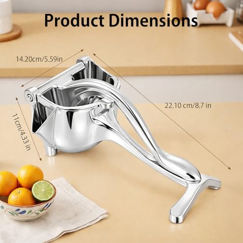 Heavy Duty Cast Iron Juicer Manual Hand Press, Stainless Steel Fruit Juice Squeezer for Lemon & Orange, Citrus Press Juicer (PRO)