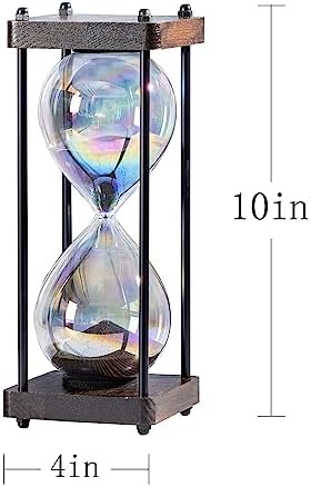 Rainbow Hourglass Timer 60 Minute, Wooden Sand Timer, Black
