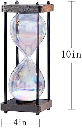 Rainbow Hourglass Timer 60 Minute, Wooden Sand Timer, White
