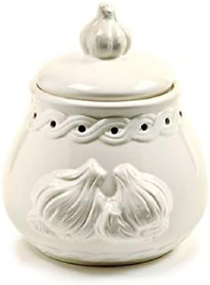 Norpro Deluxe Stoneware Garlic Keeper, Measures 7"x 5" x 5.5" White Color (1-Pack)