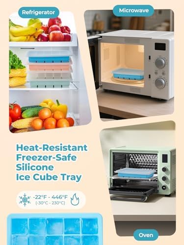 FOHERE Ice Cube Tray, 4-Packs Flexible Silicone Ice Trays for Freezer