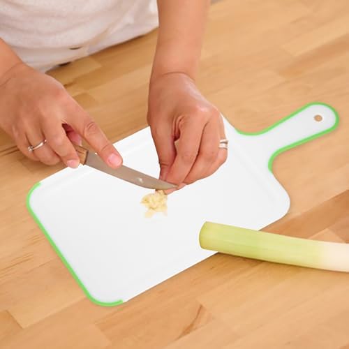 Cutting Board Plastic Chopping Board with Easy Grip Handle for Meat Veggies Fruits Kitchen White