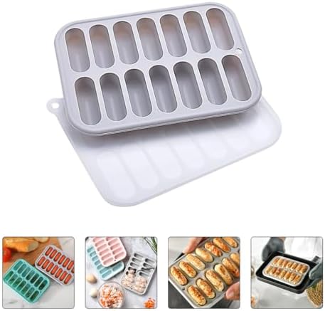 Cabilock Silicone Ice Cube Tray, Mini Sausage Hot Dog Mold, Gray Freezer Mold for Ice Cubes, Chocolate, Candy, Small Food Portions, Baking, Drinks and DIY Kitchen Use