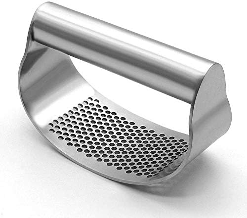 Garlic Press Rocker, Stainless Steel Garlic Crusher Mincer