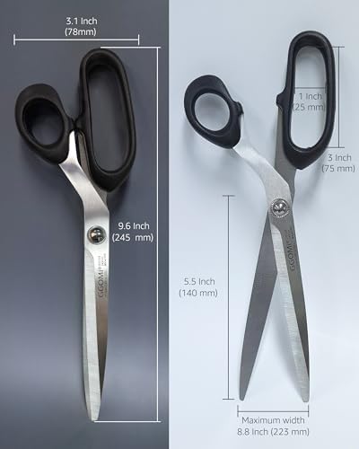 2.2T Stainless Blade Kitchen Scissors - 9.6in x 3Pack | Korean Style Sharp Heavy Duty All Purpose Kitchen Shears for Cooking Food | Barbecue Kalbi Rib Meat Cutting Dishwasher Safe (GG153, Black)