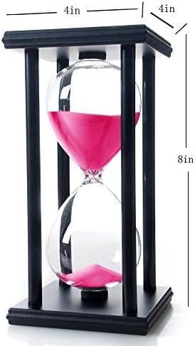 60 Minutes Hourglass, Wood Sand Timer, Pink