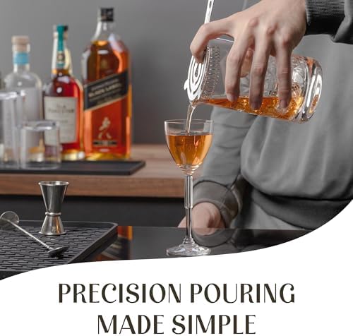 Mixology & Craft 24oz Crystal Cocktail Mixing Glass – Lead-Free Clarity, Stable Weighted Base, Specialty Bar Tool for Martinis, Negronis, Old Fashioned, Home Bar Displays, Entertaining and Gift Giving