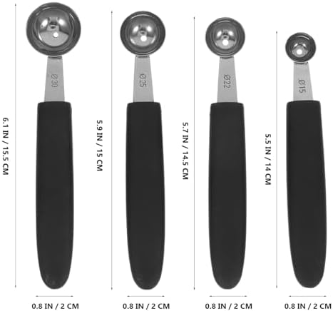 OUNONA 4pcs Stainless Steel Melon Baller Ice Cream Scoop Melon Ball Scoop Watermelon Spoon for Gelato Cantaloupe Ice Cream Watermelon Fruit