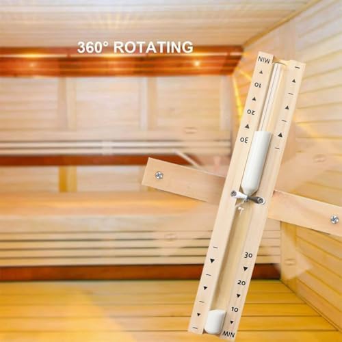 Sauna Sand Timer 30 Minute, Wooden 30 Min Sauna Hourglass, Sand Watch, Rotating White Sand Clock, Reloj De Arena, Hear Resistant Wood Hour Glass Sandglass, SPA Room