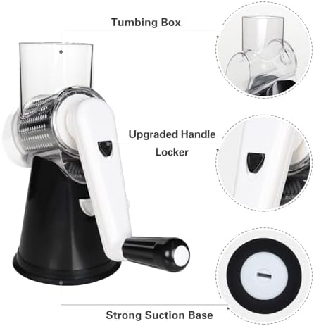 Cambom Rotary Cheese Grater Hand Crank Cheese Shredder, Black