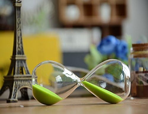 Large Fashion Colorful Sand Glass Sandglass Hourglass Timer Clear Smooth Glass Measures Home Desk Decor Xmas Birthday Gift (15 Minutes, Green)