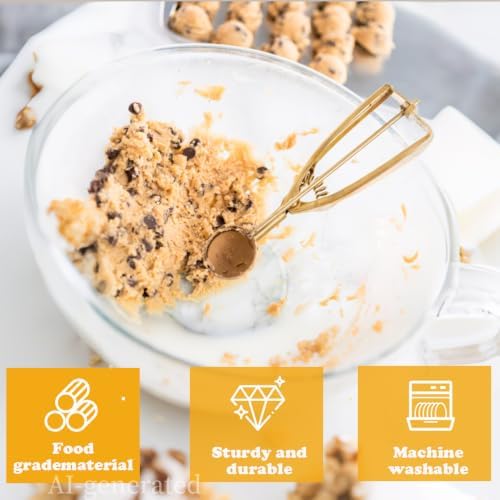 Ice Cream Scoop with Trigger Release, 304 Stainless Steel Cookie Scoops for Baking & Food Prep, Easy to Clean Dishwasher Safe Scooper for Ice Cream, Cookie Dough, Cupcakes, Fruit and Meatballs(M)