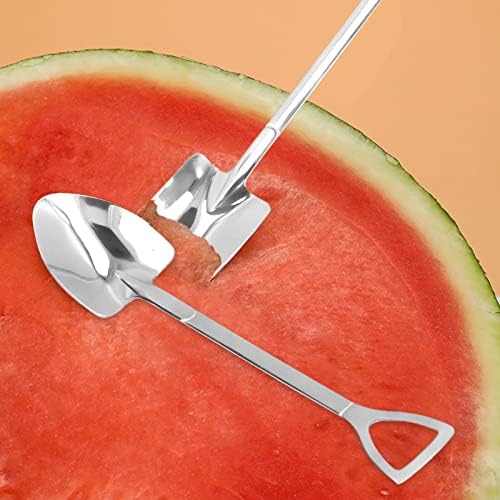 2Pcs 6 Inch Stainless Steel Shovel Spoons,Ergonomic Handle Ice Cream Scoop for Dessert Fruit Yogurt, Mini Kitchen Tableware Tools for Home Restaurant(#1)