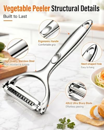 Potato Peeler, Ultra Sharp Stainless Steel Y Vegetable Peeler for Kitchen