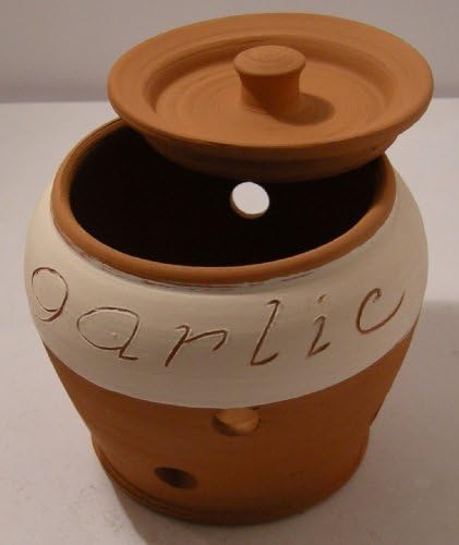 Terracotta Garlic Storage Jar Handmade c1007, 10 Centimeters Dia 12 Centimeters