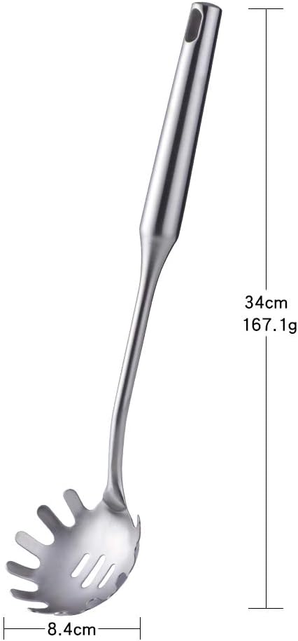 Stainless Steel Pasta Spoon Server,Kitchen Pasta Server, Ergonomic Handle & Heat Resistant Design - Kitchen Spaghetti Server Fork For Noodles, Pasta, More (silver)