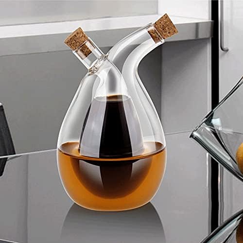 Olive Oil and Vinegar Dispenser Bottles Cruet, Kitchen 2 in 1 Glass Oil and Vinegar Dispenser, Dual Glass Oil Dispensing Container for Kitchen Cooking (Pack of 2)