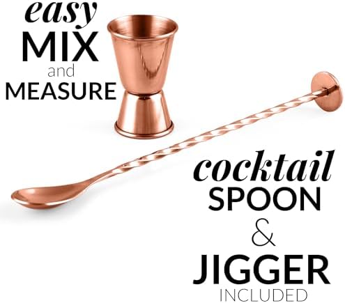 Zulay Cocktail Shaker Set - Stainless Steel Mixed Drink Shaker - Martini Shaker Set with Build in Strainer, Double Sided Jigger & Muddler Combo Mixing Spoon - Pro Margarita Shaker - Large 24oz