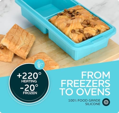 Silicone Freezer Tray with Lid, makes 6 perfect 2 Cup portions cubes 3‑Pack