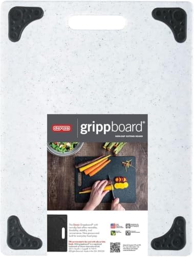 Dexas Superboard Cutting Board with Handle and Non-Slip Feet, 11 by 14.5 inches, Light Granite Color with Black Non-Slip Corners (Pack of 6)