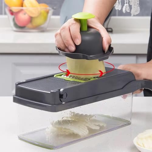 16-in-1 Vegetable Chopper & Slicer - Multifunctional Kitchen Food Cutter for Onion, Salad, Fruit with Adjustable Dicer and Storage Container