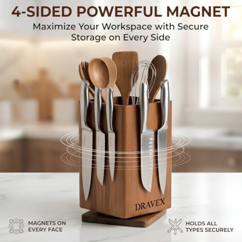 DRAVEX Ultra Premium Magnetic Knife Block without Knives for Counter Top