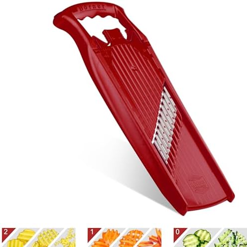 Börner by Reston Lloyd Wave-Waffle Power Line • Crinkle Cut/Spirelli Vegetable Slicer • Slicer for Wave Waffle Cut Style • Multiple Thickness Options • Made in Germany, Red