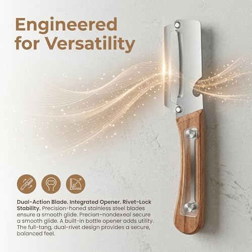 Vegetable Peeler Zero Snag Wooden Peeler, Stainless Steel Kitchen Peeler with Open Blade, No Clog Smooth Peeling, Fruit and Vegetable Peeler with Wooden Handle (1 Pc)