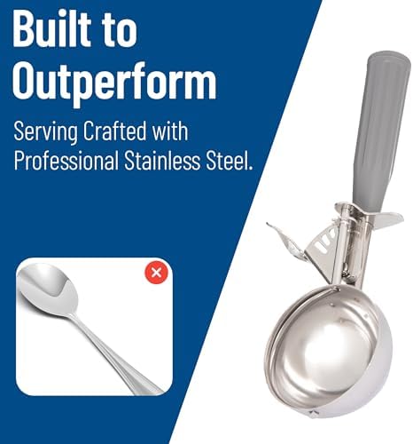 Carlisle FoodService Products 60300-8 Stainless Steel Portion Control Disher Scoop, 4 oz, Gray, Pack of 12