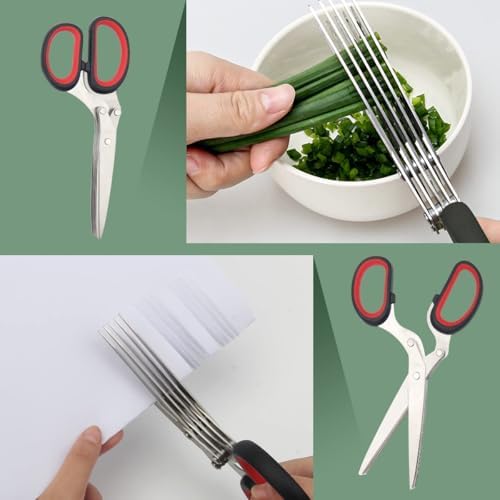 Luxiv Herb Scissors And Stripper Set, 5-Blade Stainless Steel Kitchen Tools
