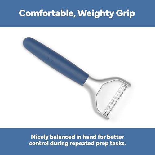 Misen Stainless Steel Vegetable Peeler - Dishwasher Safe Y Peeler - Easy to Use with Potatoes, Cabbage, Carrots, and More - Progessional Grade Kitchen Tool - Blue
