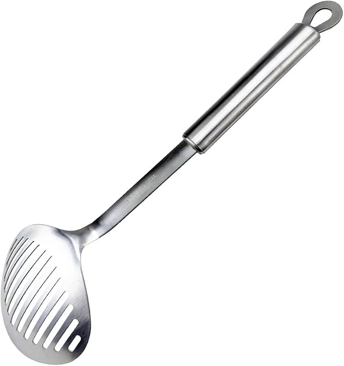 Skimmer Slotted Spoon kitchamajigs Strainer Ladle Heavy Duty 304 Stainless Steel Metal Spatula - Skimmer Slotted Spoon, Cooking Spoon for KitchenSpoon for Kitchen 13in