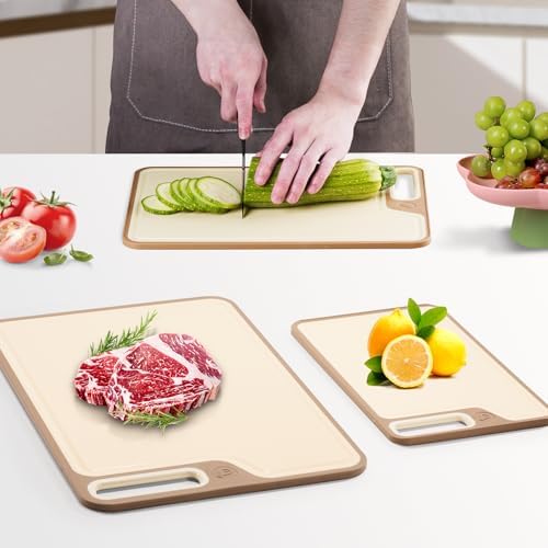 4 Piece Plastic Cutting Board Set for Kitchen Dishwasher Safe,Food Safety, Non-Slip Design, Ideal for Meat and Vegetable Prep