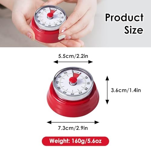Visual Timer, Teeloray 60-Minute Countdown Timer with Magnetic Base (Red)