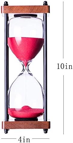 SAMLONG Large Hourglass Timer 30 Minute, Decorative Wooden Sandglass, Red