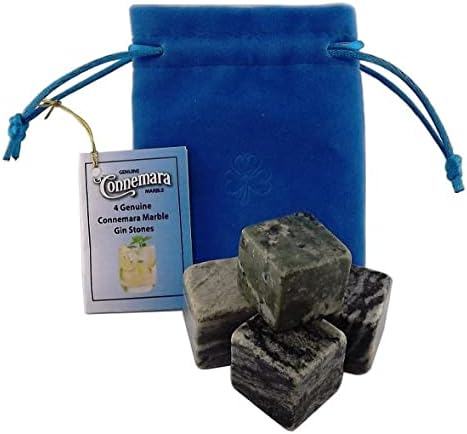 Gin Stones Set of 4 Irish Connemara Marble Chilling Rocks Reusable Ice Cubes Whiskey Bourbon Stones Bar Accessories Gifts for Men