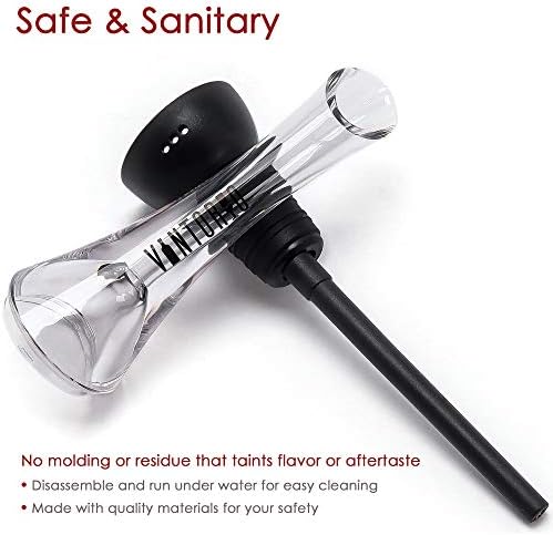 Vintorio Wine Aerator Pourer - Premium Aerating Pourer and Decanter Spout (Black)